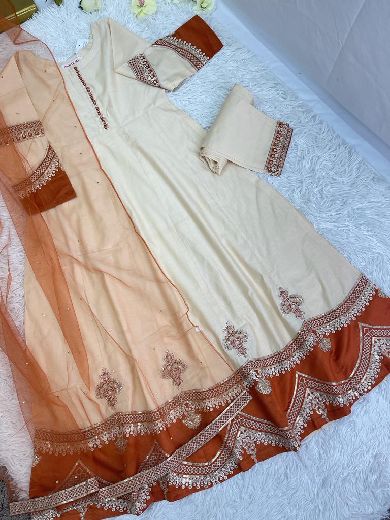 Masoori off-white 3PC Maxi Dress S-L