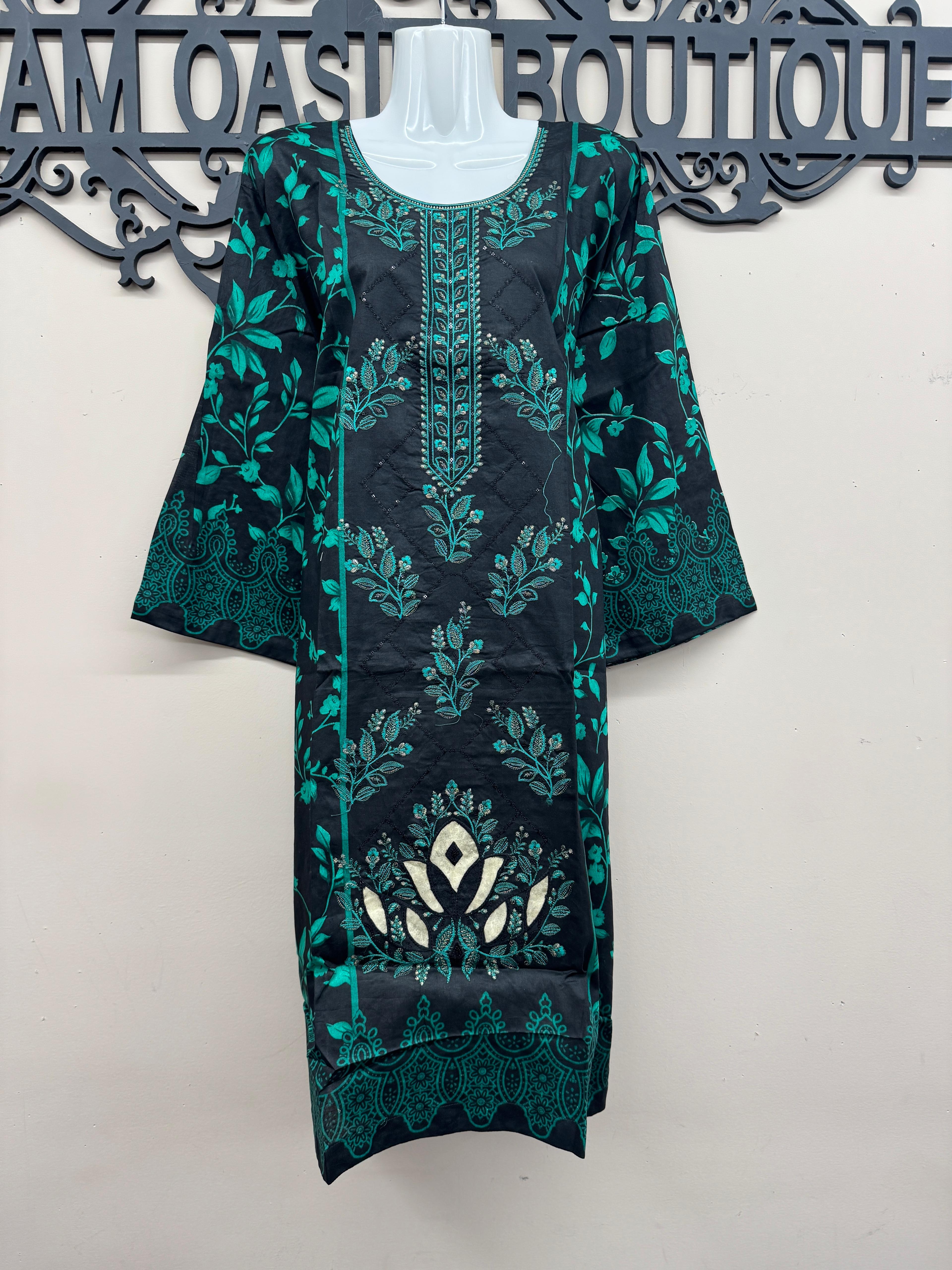 White Floral 3-Piece Lawn Suit with Embroidered Neck & Printed Chiffon Dupatta