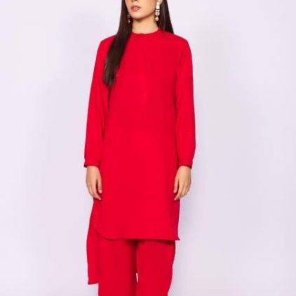 Khaas by Ideas Red Crepe 2PC Outfit