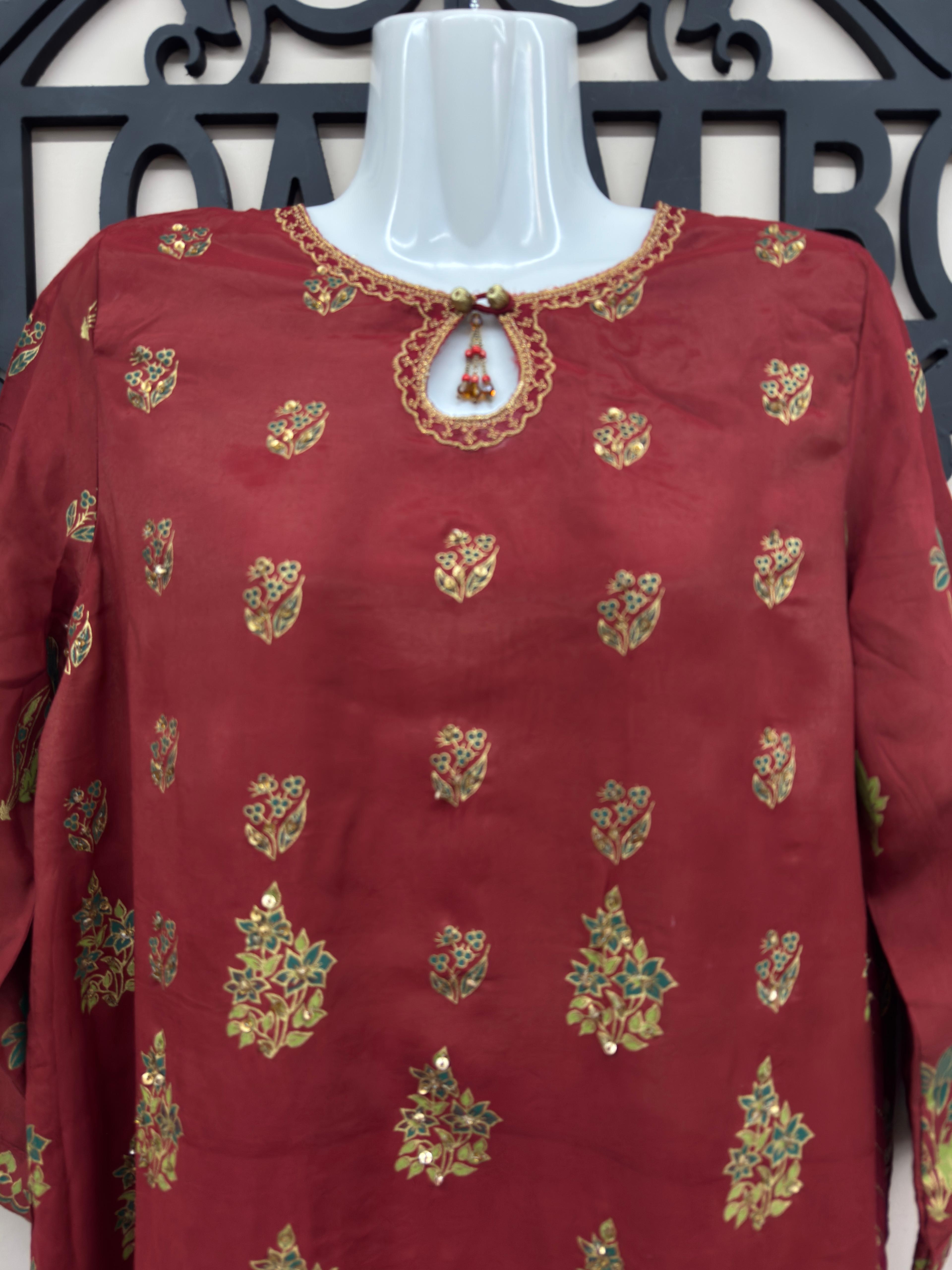 Original Almirah Designer Shirt – Cotton Block Print with Hand Embroider