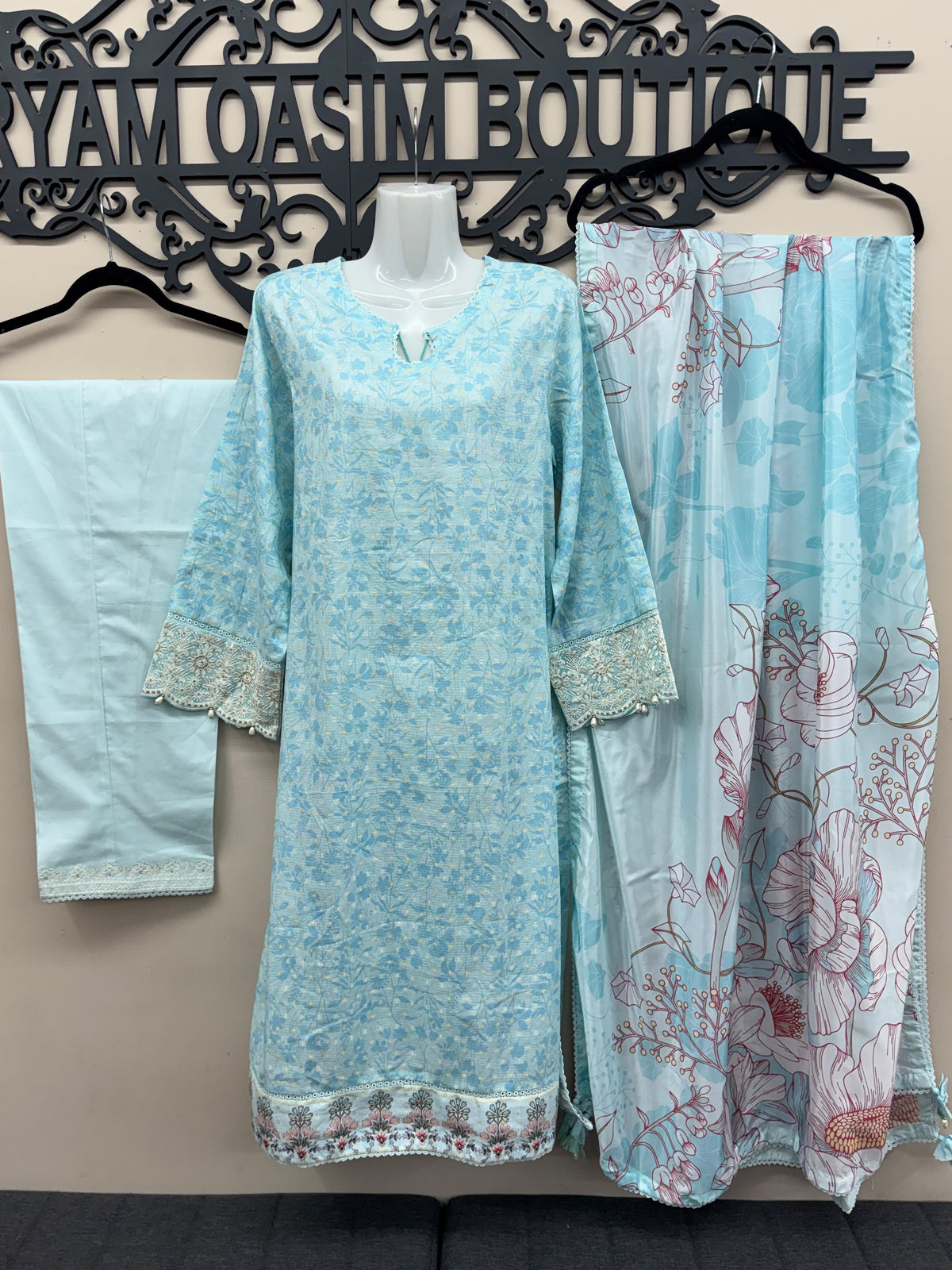 J. Cotton Lawn 3 Piece Dress with Silk Dupatta