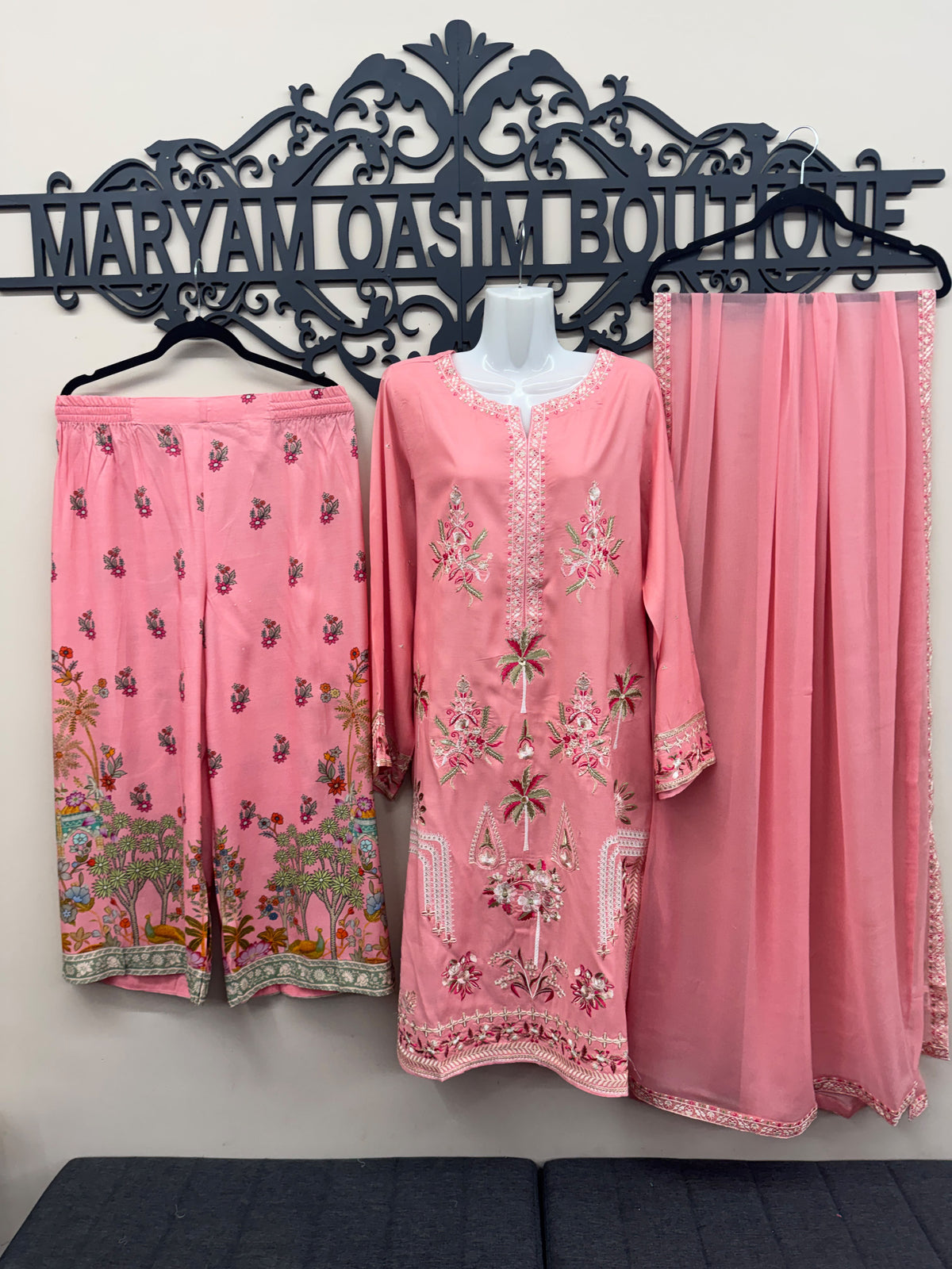 J. Pink Maple Silk Embroidered 3-Piece Stitched Wear