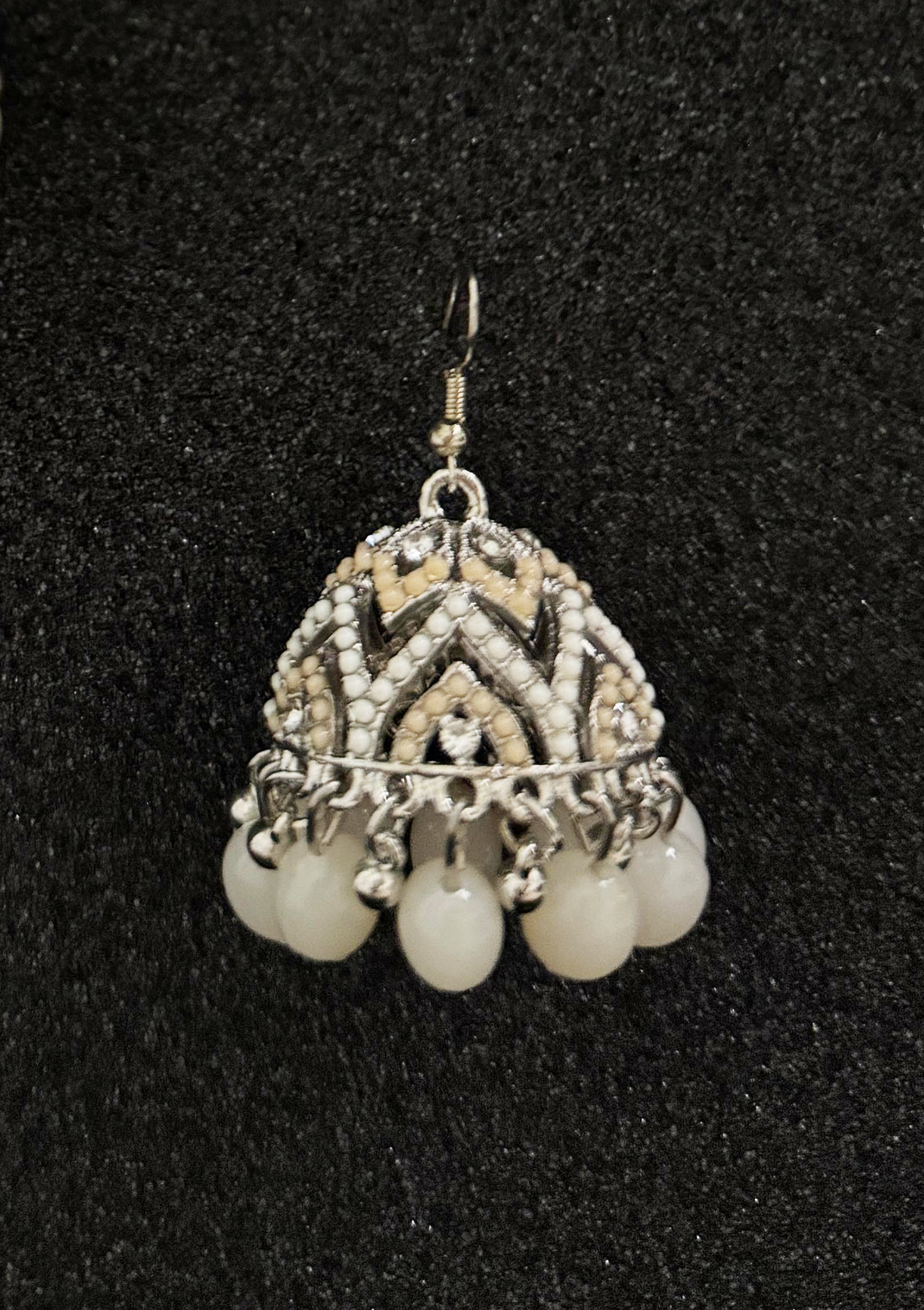 White Pearl & Silver Jhumka Earrings – Traditional Pakistani Jewelry