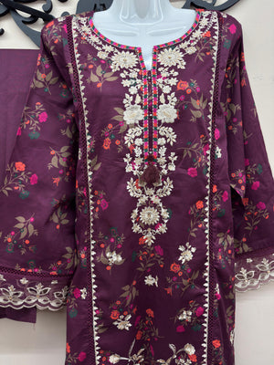 cotton lawn suit purple