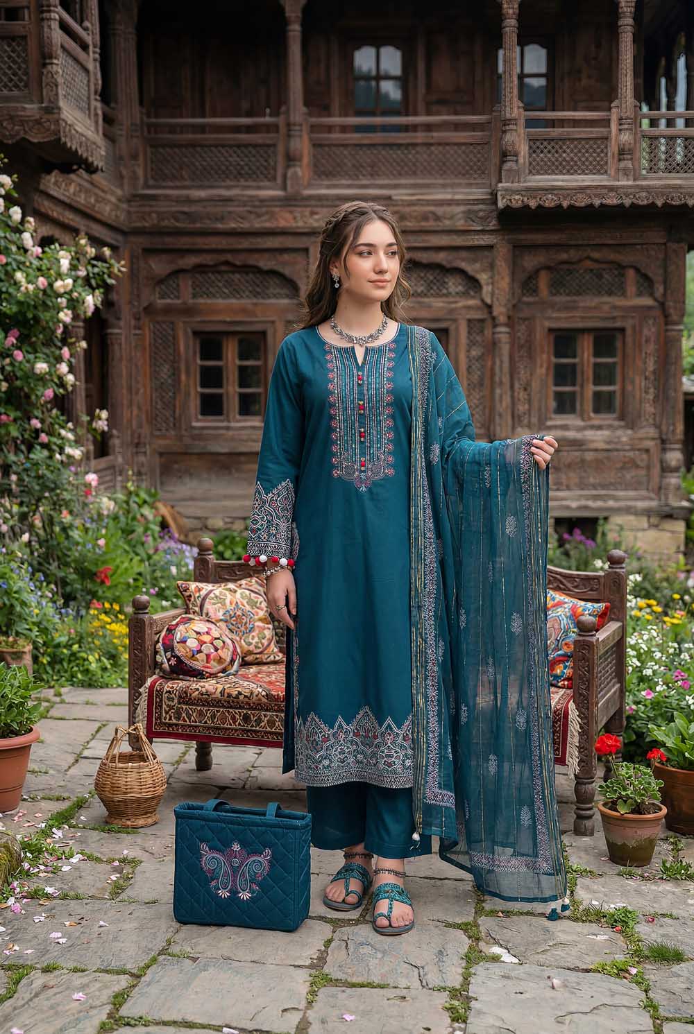 Zahra Rubab Zinc 4 Piece Embroidered Lawn Wear