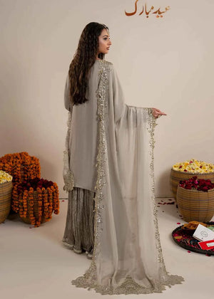 3 pcs Grey Raw Silk Sharara Suit – Zarqun Formal Pakistani Dress Canada