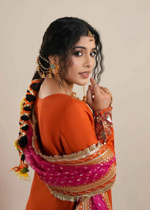 3 piece Rust Orange Raw Silk Sharara Suit – Zarqun Formal Wear Canada