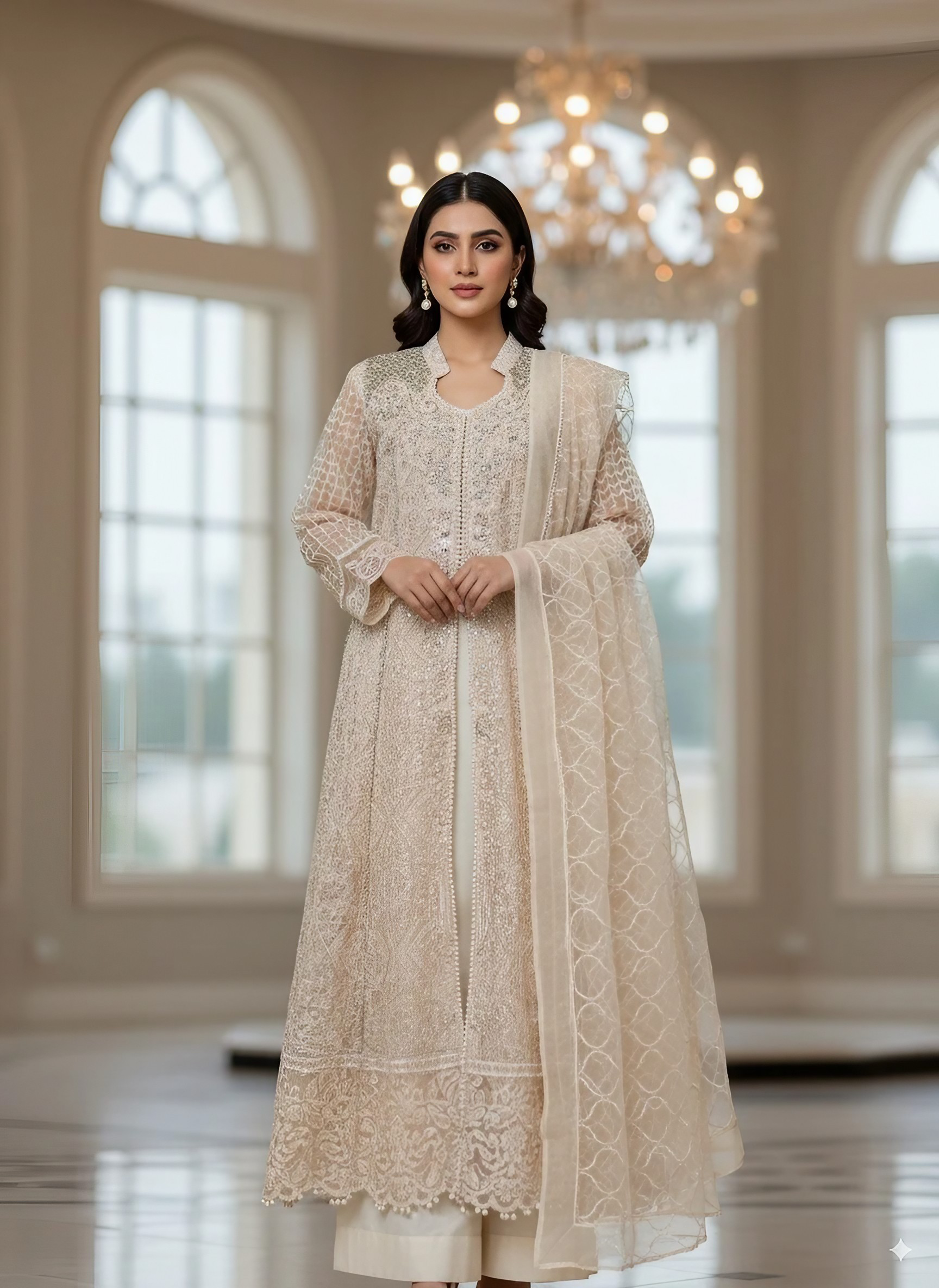 Perfect Light Color Pakistani Formal 3 Piece Embroidered Suit