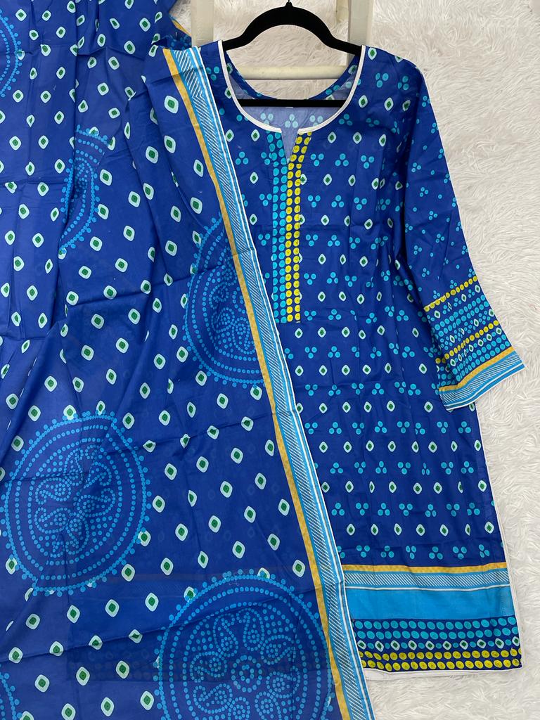 2Pcs Soft Lawn Chunri Print Outfit XXL