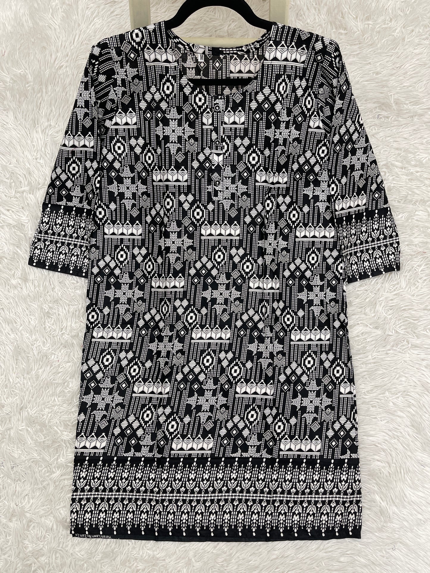 B/W Cotton Lawn Printed Top S-L