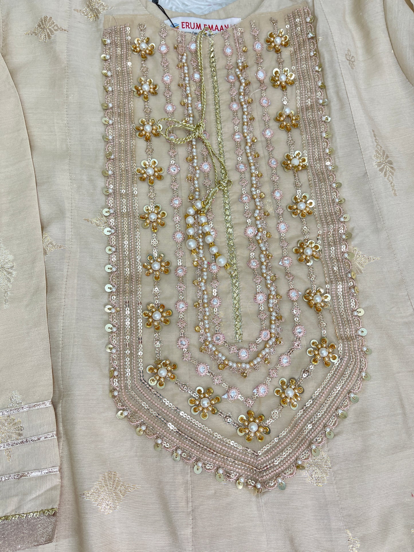 Cotton Long Cream Maxi Dress 3PC