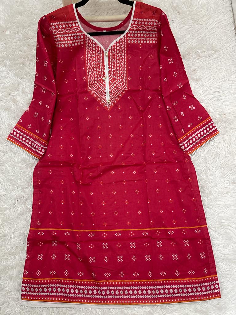 2Pcs Soft Lawn Chunri Print Outfit Large