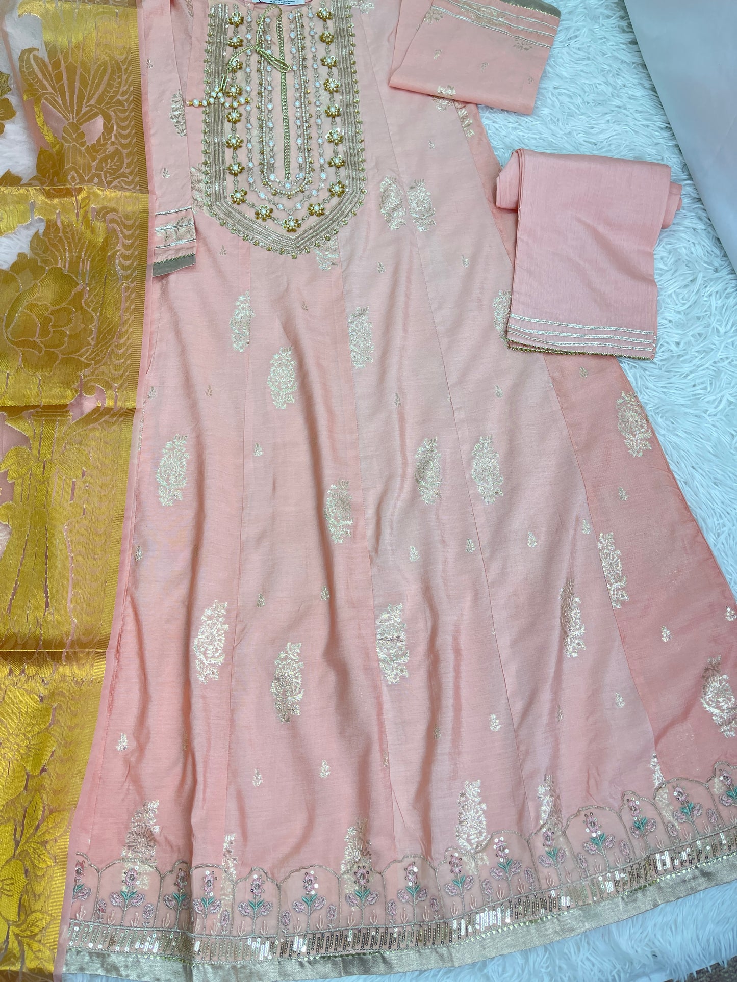 Cotton Long Pink Maxi Dress 3PC