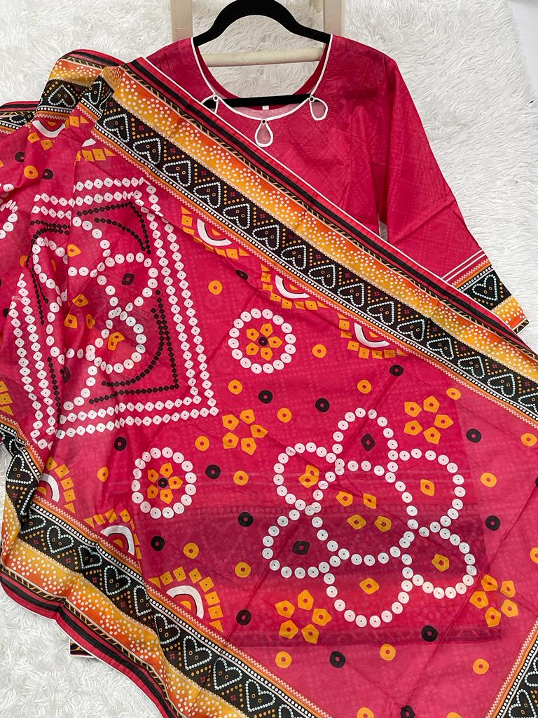 2Pcs Soft Lawn Chunri Print Outfit XL