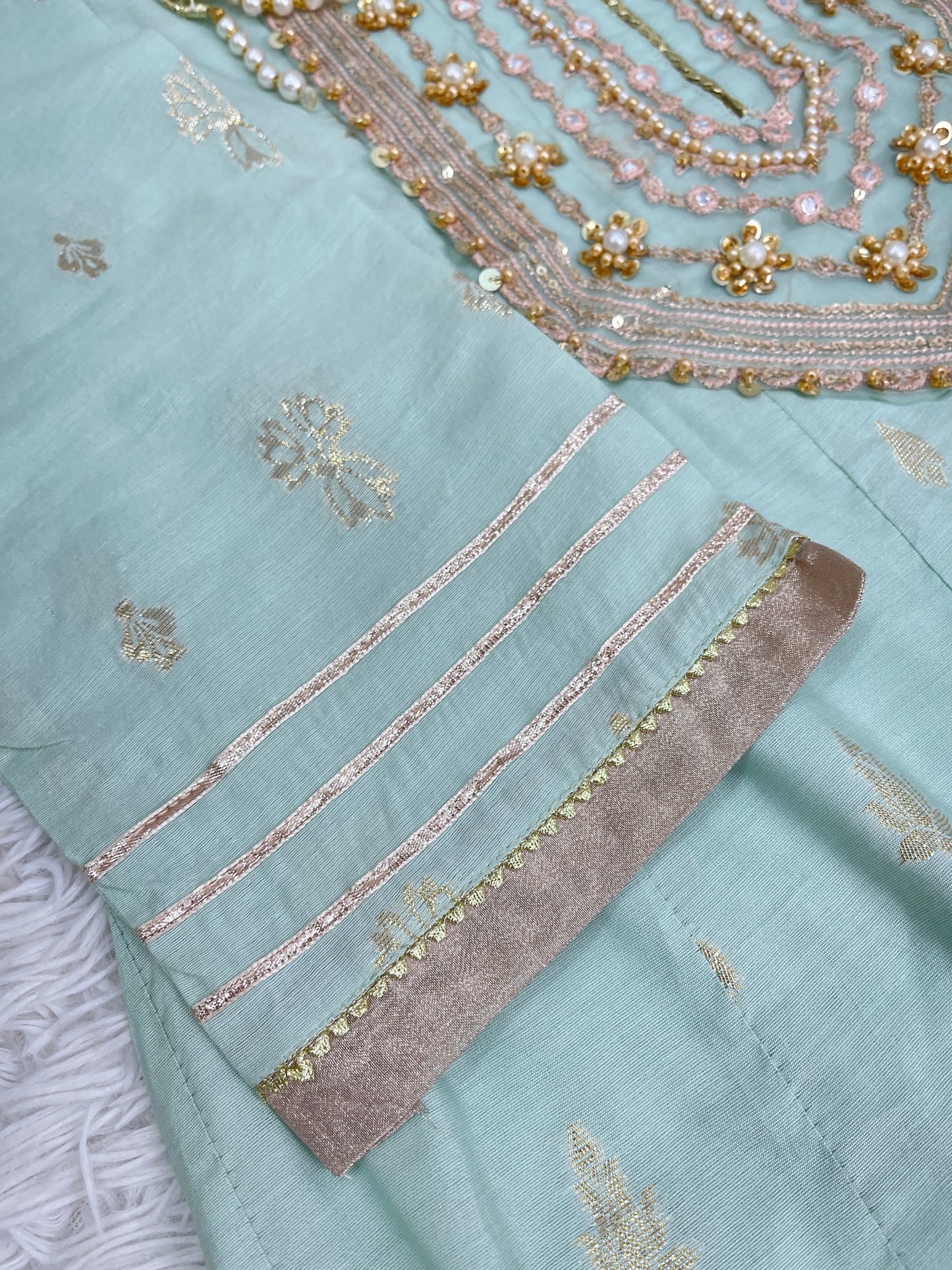 Cotton Long Blue Maxi Dress 3PC