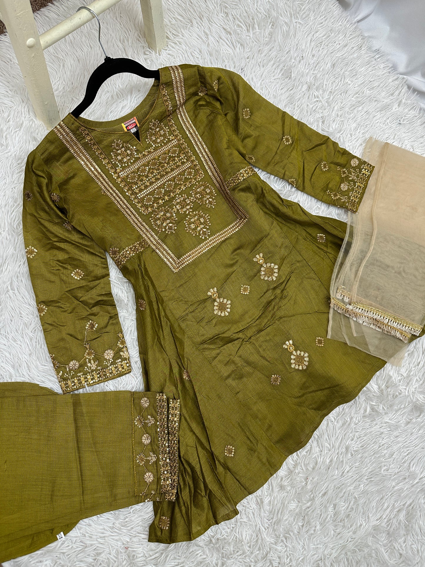 Girl’s Festive Pistachio Cotton Outfit 7+