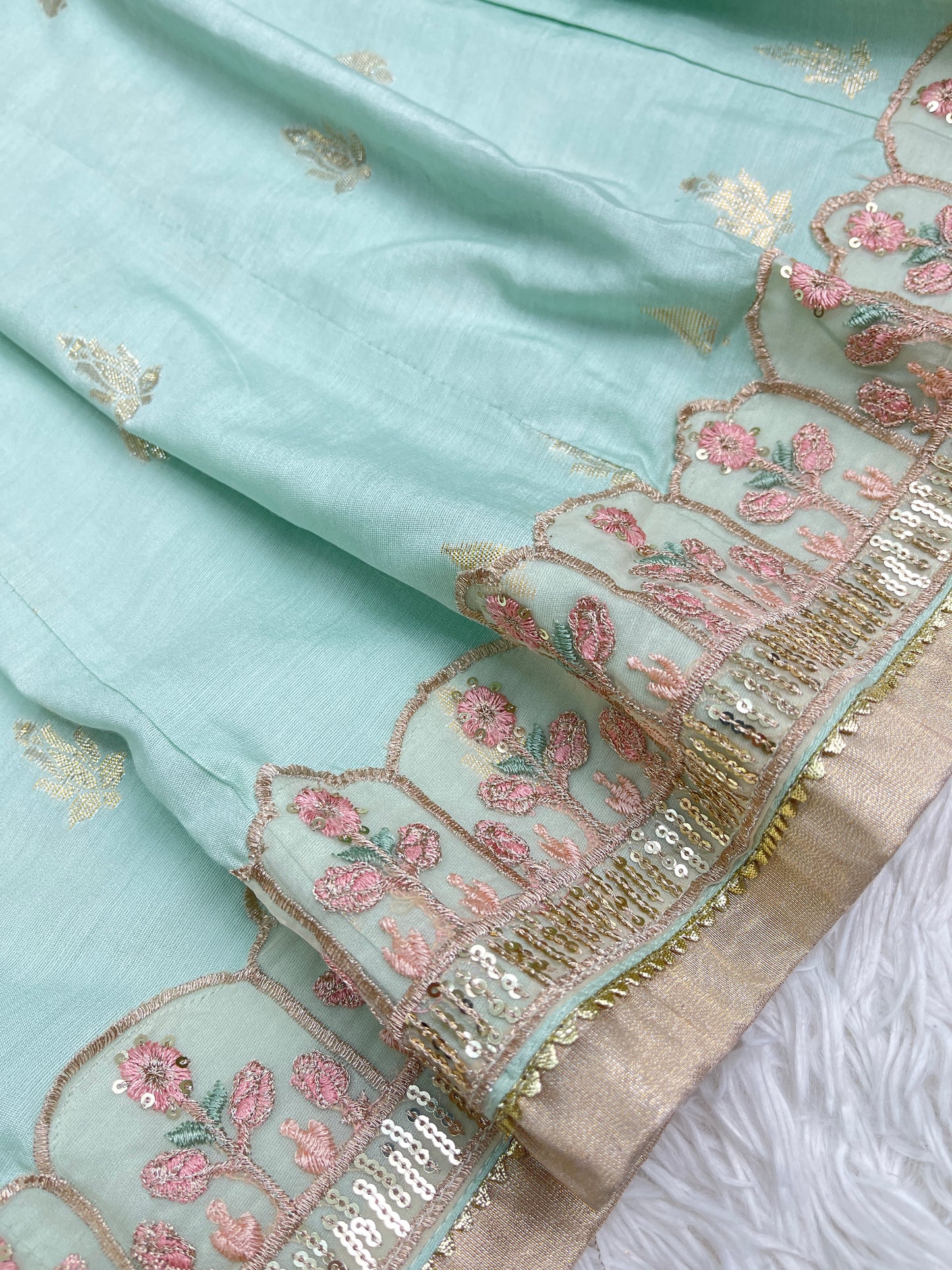 Cotton Long Blue Maxi Dress 3PC