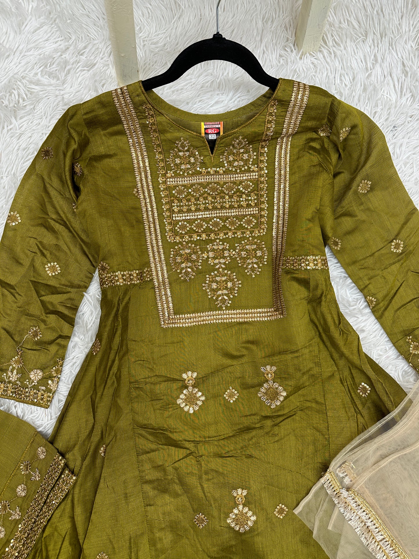 Girl’s Festive Pistachio Cotton Outfit 7+