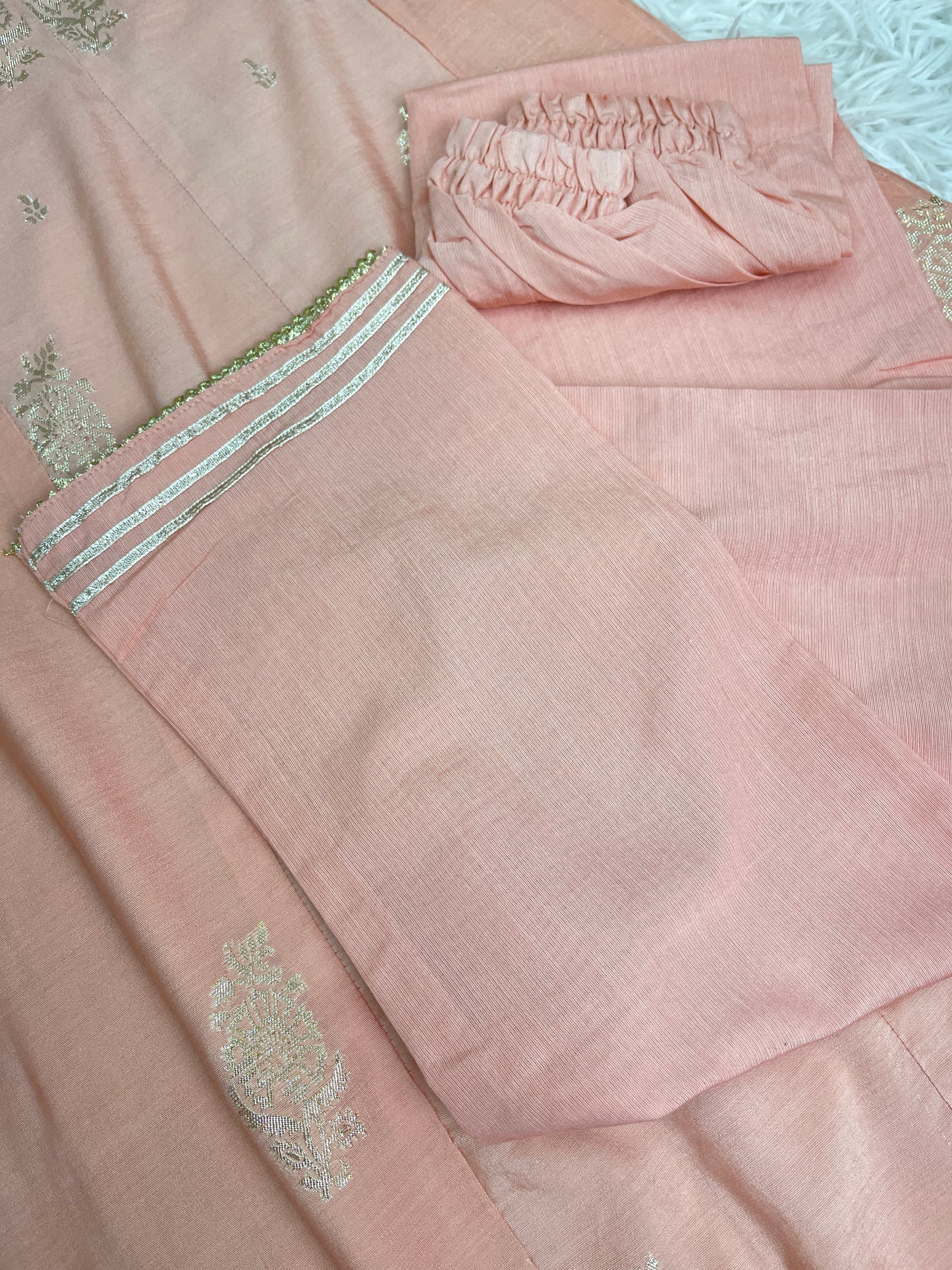 Cotton Long Pink Maxi Dress 3PC
