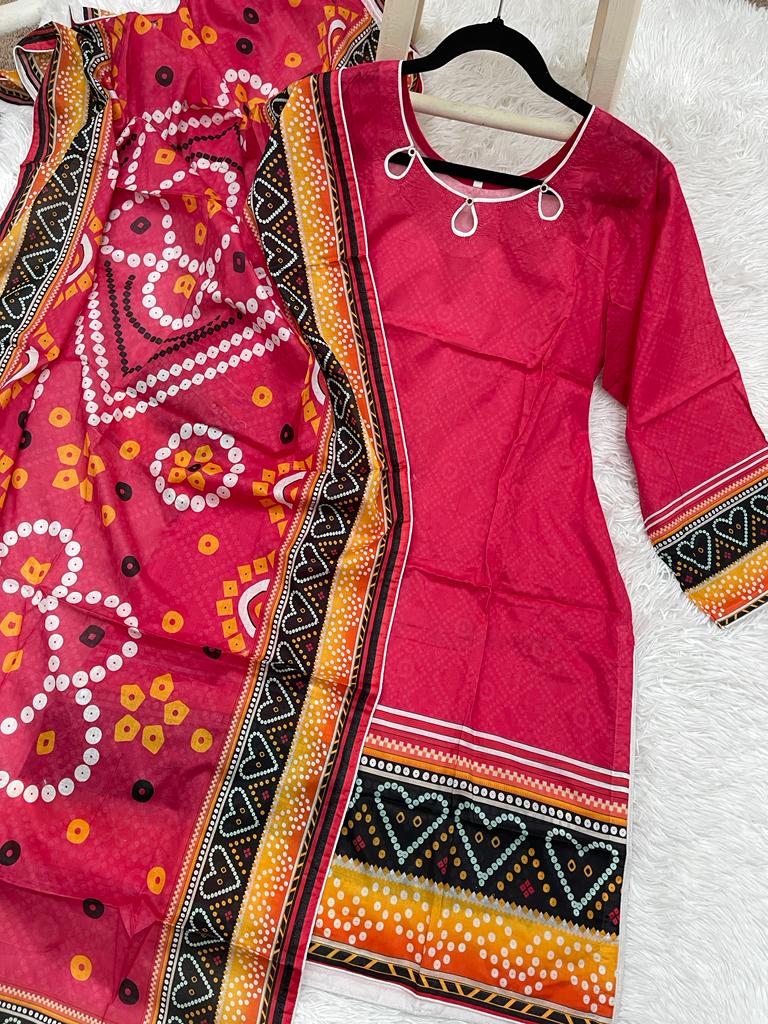 2Pcs Soft Lawn Chunri Print Outfit XL