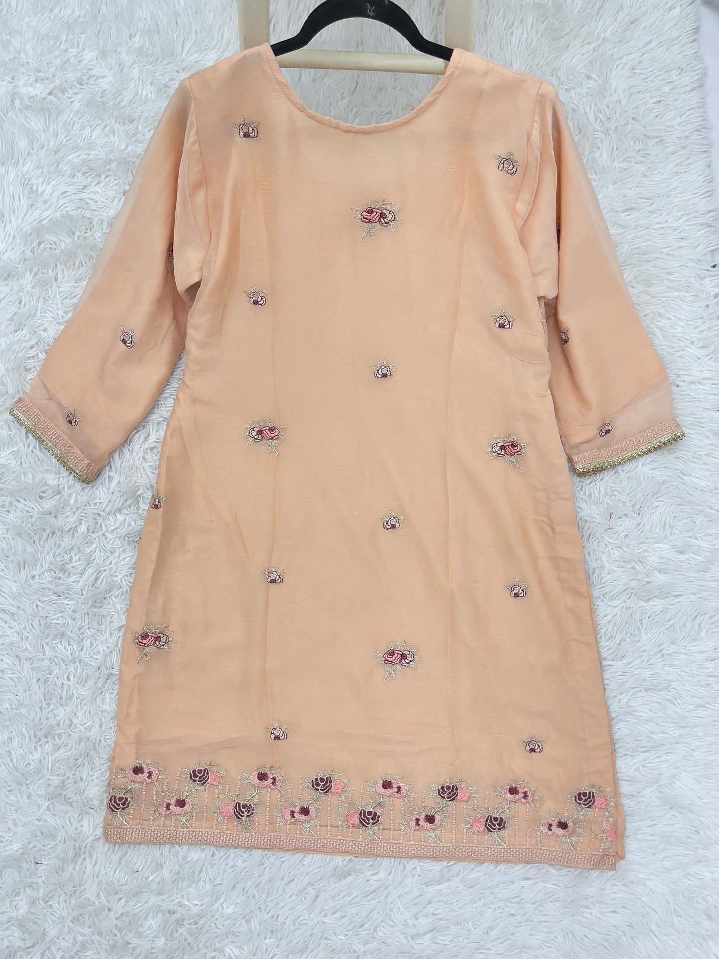 3PC Peach Chiffon Festive Outfit Medium
