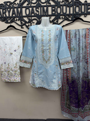 Maryam Qasim Boutique 3 Piece Cotton Embroidered Suit