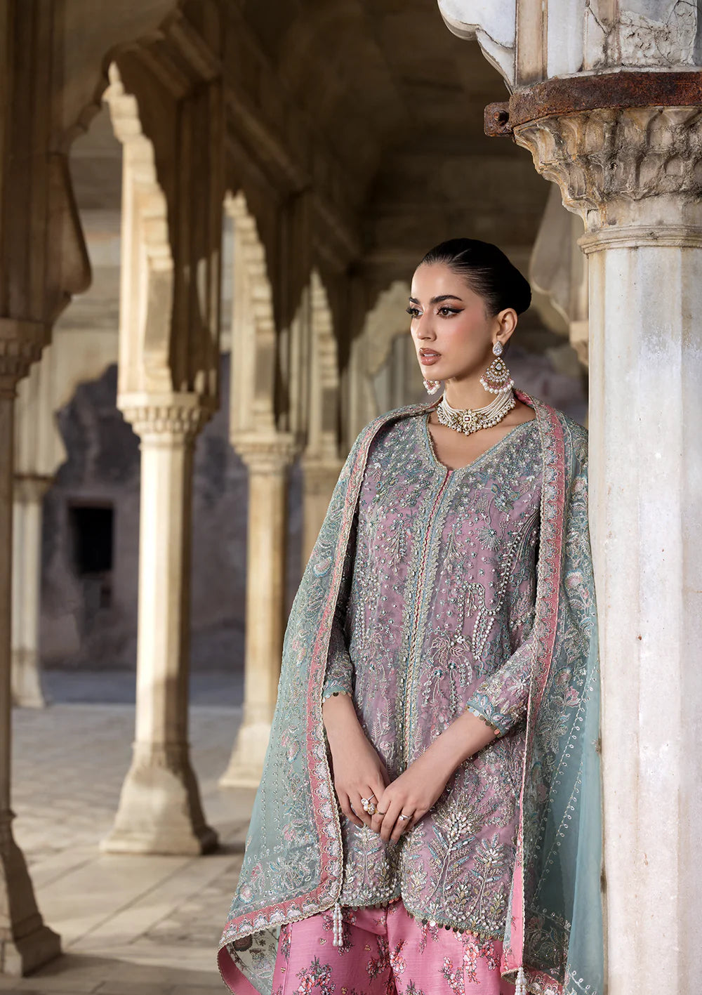 Original 4 piece Laam Bin Tayyab Embroidered Organza | Pakistani wedding dress Canada