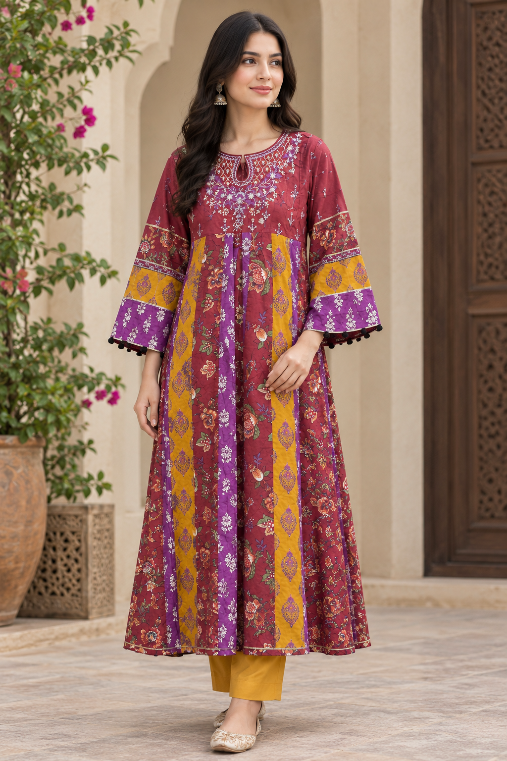 J. Red Lawn Embroidered 2 Piece Stitched Suit