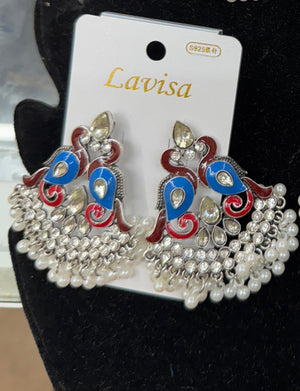 traditional blue jewelry women
ethnic wedding earrings