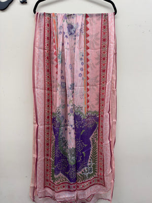 Baby pink embroidered cotton 3 piece Indian suit with embroidered shalwar and voile zari dupatta canada