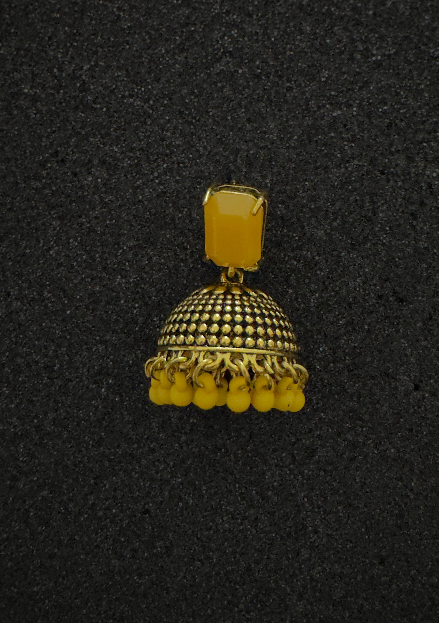 Yellow Stone Gold Jhumka Earrings – Pakistani Jewelry Canada\