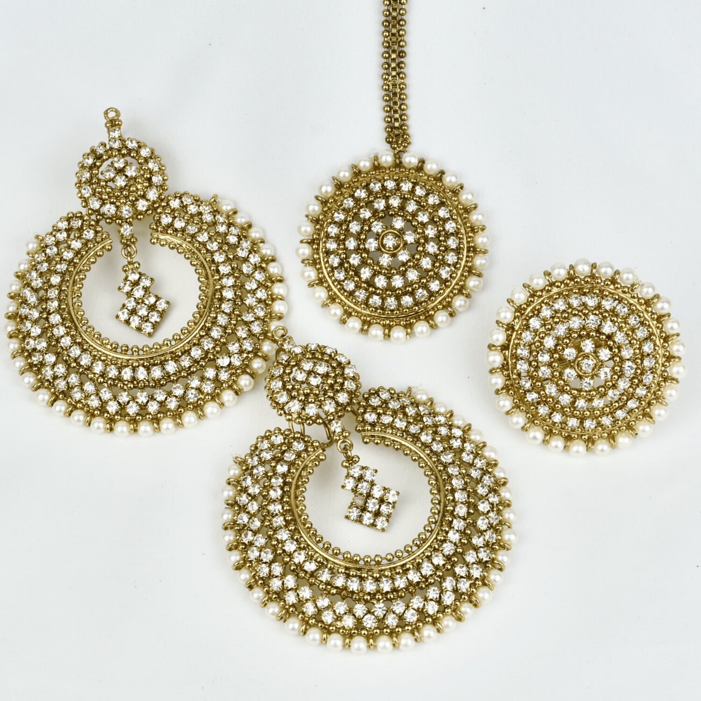 Bronze Round Kundan Jewelry set (4PC)