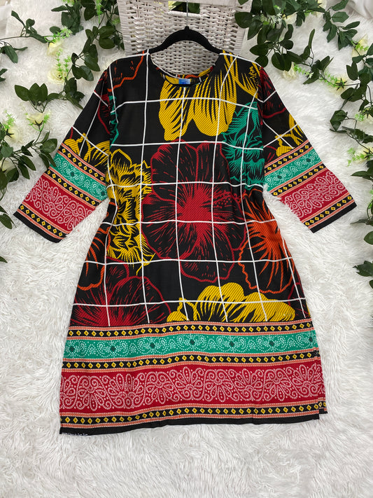 Soft High Quality Lilen Top Black Plus Size *