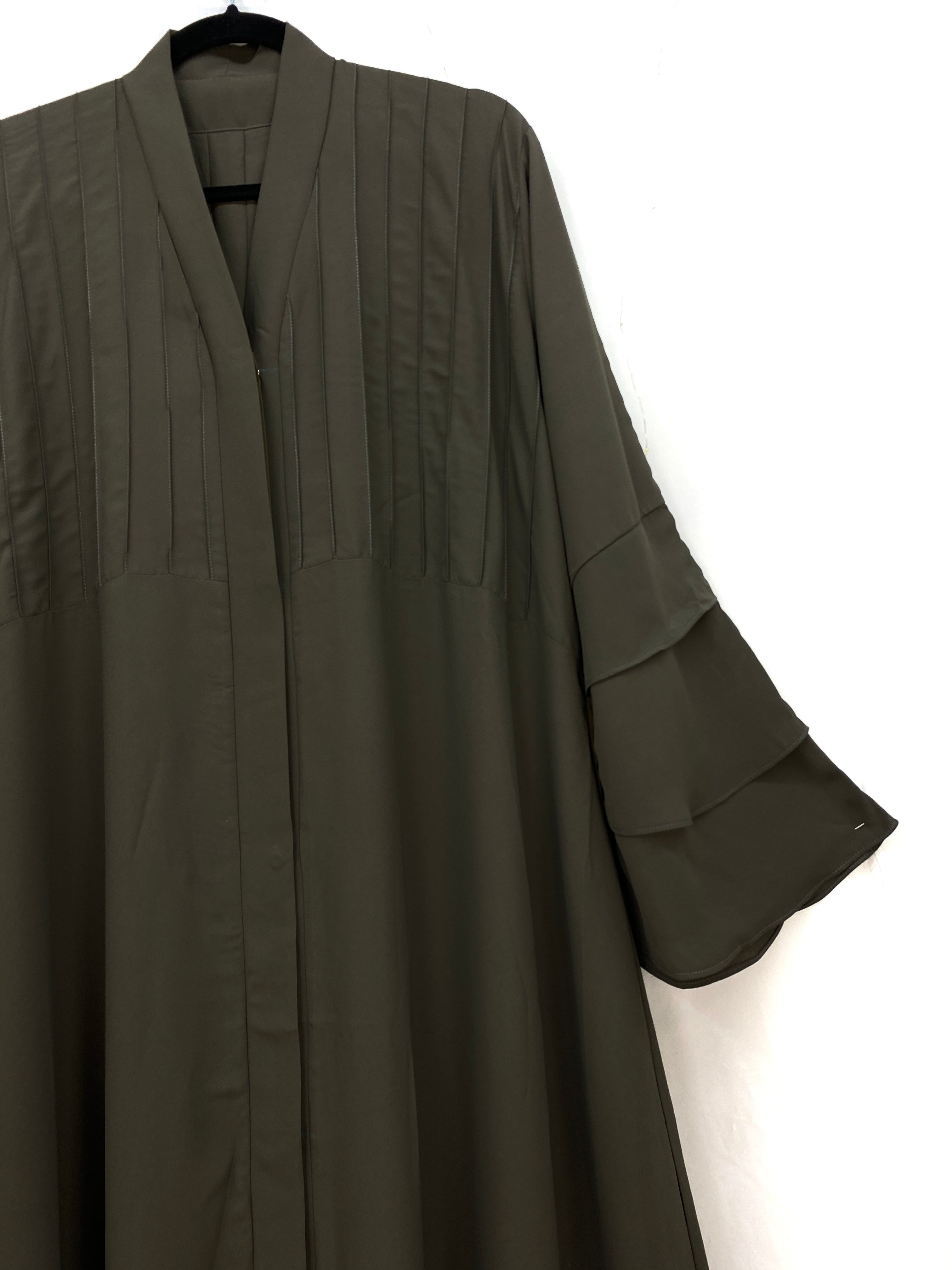 Hunter Green Chiffon Open Abaya (Free hijab)