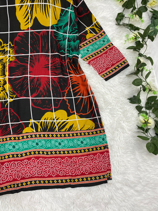 Soft High Quality Lilen Top Black Plus Size *