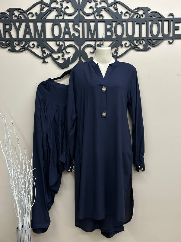 2PC Blue Lilen Shalwar Outfit S-XL