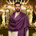 Original J. Purple Groom Shawl | Luxury Jacquard Wedding Shawl for Men