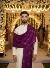 Original J. Purple Shawl Luxury Jacquard Groom & Wedding Shawl