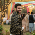Original J. Men’s Wedding Black & Gold Jacquard Groom Shawl