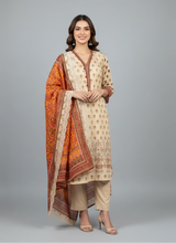 3 Pcs Lawn Embroidered Suit for Women – Printed Shirt with Plain Shalwar & Embroidered Dupatta