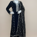 Elegant Black 3-Piece Velvet Embroidered Ensemble for Women – Luxury Formal Wear with Chiffon Dupatta