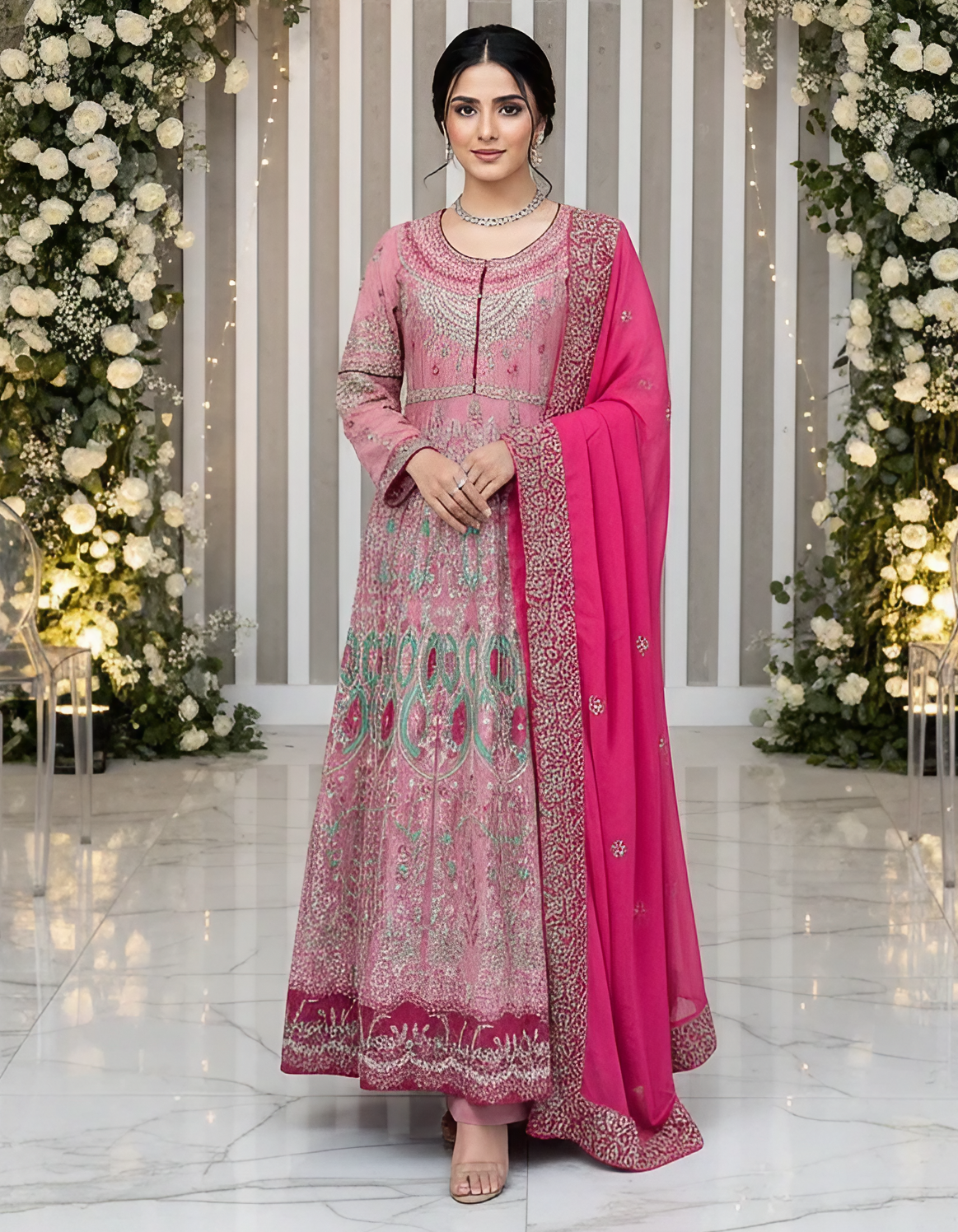 3-Piece Chiffon Fully Embroidered Maxi Suit