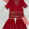 Beautiful Red Gharara 3-Piece for Girls