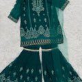Beautiful Green Gharara 3-Piece for Girls
