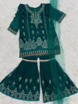 Beautiful Green Gharara 3-Piece for Girls