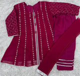 Girls 3-Piece A-Line Style Sheer Embroidered Outfit – Formal Wear