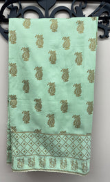 Original Sapphire Silk Cotton Block Print Flared Pants