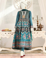 J. Elegant Jacquard 3-Piece Long Dress – Embroidered Design with Dupatta & Trouser