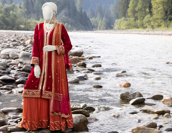 J. Original RED VELVET 3PC STITCHED – EMBROIDERED