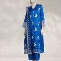 J. Blue Raw Silk Embroidered 3-Piece stitched Suit